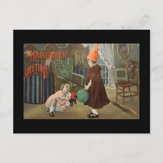 RETRO HALLOWEEN Briefkaart "HALLOWEEN GREETINGS" (Voorkant)