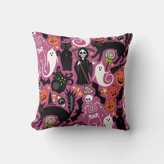 retro halloween bubblekauwgom kussen (Voorkant)