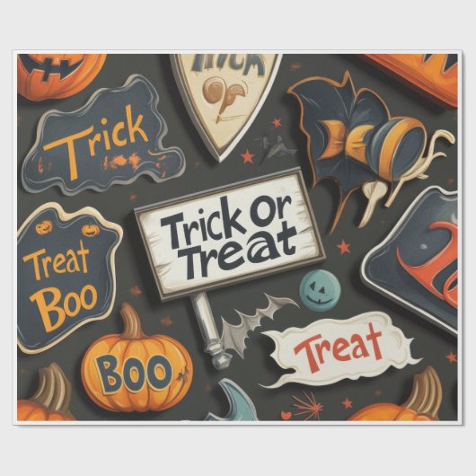 Retro Halloween Cadeaupapier (Vlak)