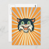 Retro  Halloween Cat Briefkaart (Voorkant / Achterkant)