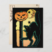 Retro Halloween Cat Briefkaart (Voorkant / Achterkant)
