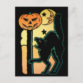 Retro Halloween Cat Briefkaart (Voorkant)