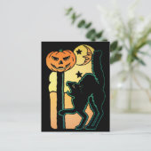 Retro Halloween Cat Briefkaart (Staand voorkant)