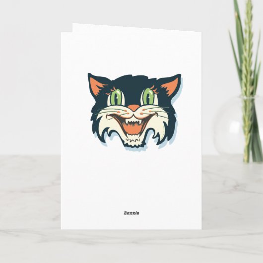 Retro  Halloween Cat Kaart (Achterkant)