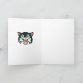 Retro  Halloween Cat Kaart (Binnen)