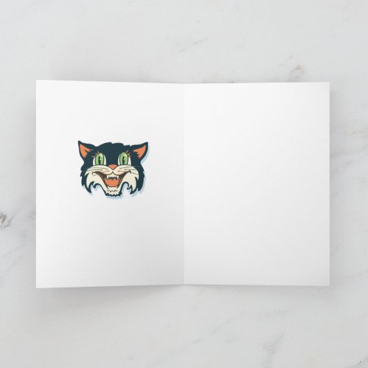 Retro  Halloween Cat Kaart (Binnen)