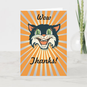 Retro Halloween Cat Kaart