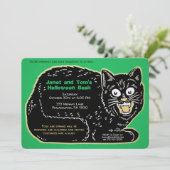  Retro Halloween Cat Kaart (Staand voorkant)