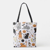 Retro Halloween Cat Lover's Trick-or-Treat Tote Bag (Achterkant)