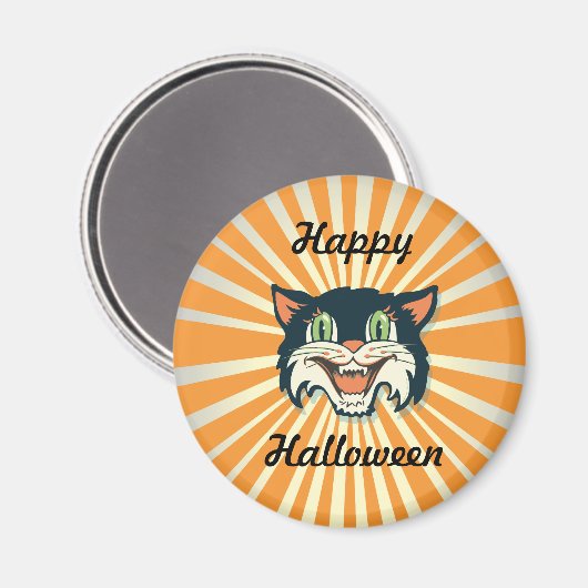 Retro  Halloween Cat Magneet (Voorkant / Achterkant)