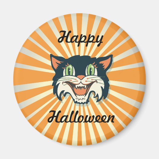 Retro  Halloween Cat Magneet (Voorkant)