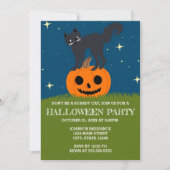 Retro Halloween Cat op Pumpkin Halloween Party Kaart (Voorkant)