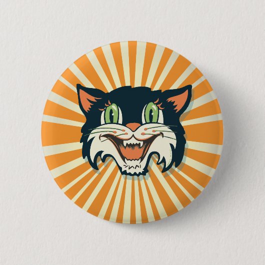 Retro  Halloween Cat Ronde Button 5,7 Cm (Voorkant)