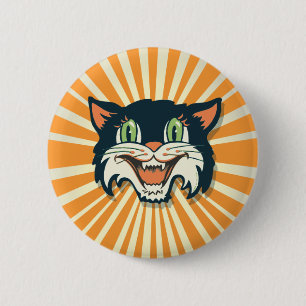 Retro  Halloween Cat Ronde Button 5,7 Cm