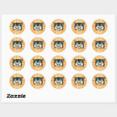 Retro  Halloween Cat Ronde Sticker (Vel)
