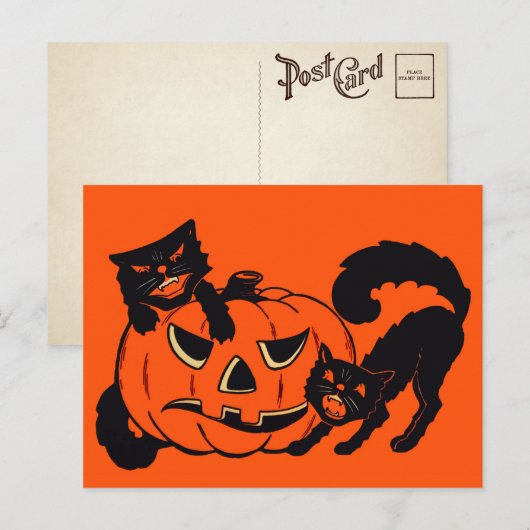 Retro Halloween Cats Briefkaart (Voorkant / Achterkant)
