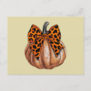 Retro Halloween Coquette Bow Pumpkin Spooky Herfst Briefkaart