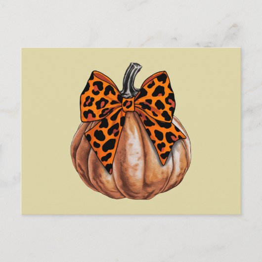 Retro Halloween Coquette Bow Pumpkin Spooky Herfst Briefkaart (Voorkant)