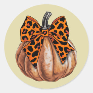 Retro Halloween Coquette Bow Pumpkin Spooky Herfst Ronde Sticker