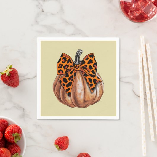 Retro Halloween Coquette Bow Pumpkin Spooky Herfst Servet (Insitu)