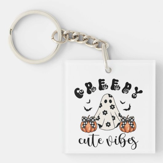 Retro Halloween Coquette Creepy Cute Vibes Sleutelhanger (voorkant)