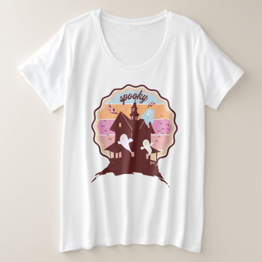 Retro Halloween Costume Spooky Haunted House Ghost Grote Maat T-shirt (Design voorkant)