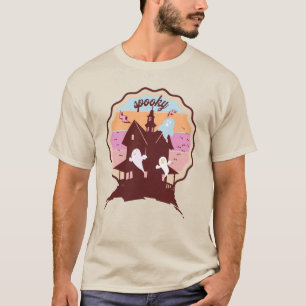 Retro Halloween Costume Spooky Haunted House Ghost T-shirt