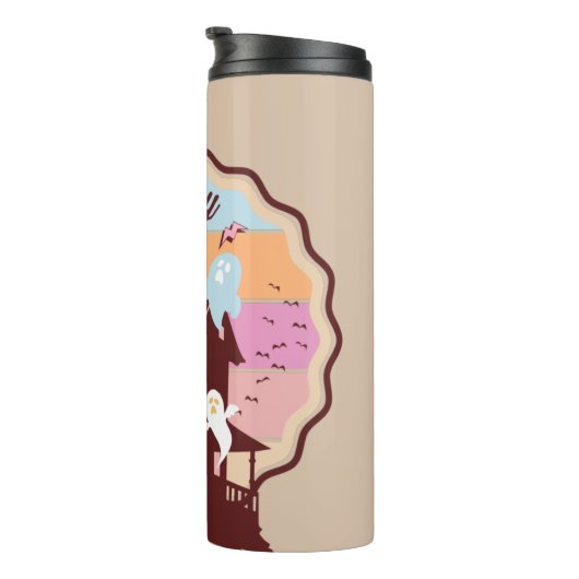 Retro Halloween Costume Spooky Haunted House Ghost Thermosbeker (Geroteerd rechts)