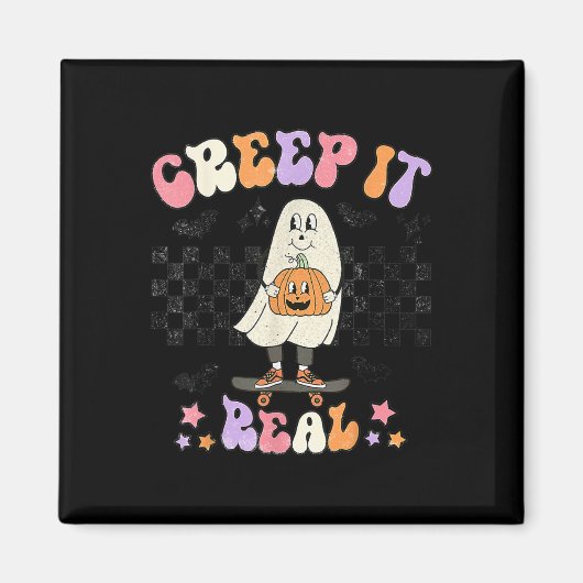 Retro Halloween Creep het echte Ghost Boy Fa Magneet (Voorkant)