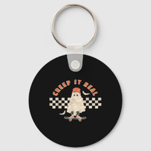 Retro Halloween Creep het echte Ghost Boy Fa Sleutelhanger