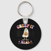  Retro Halloween Creep het echte Ghost Boy Fa Sleutelhanger (Voorkant)
