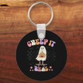  Retro Halloween Creep het echte Ghost Boy Fa Sleutelhanger (Voorkant)