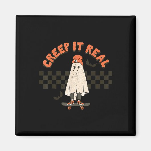Retro Halloween Creep het echte Ghost Boy Herfst S Magneet (Voorkant)