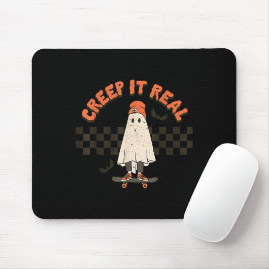 Retro Halloween Creep het echte Ghost Boy Herfst S Muismat (Met muis)