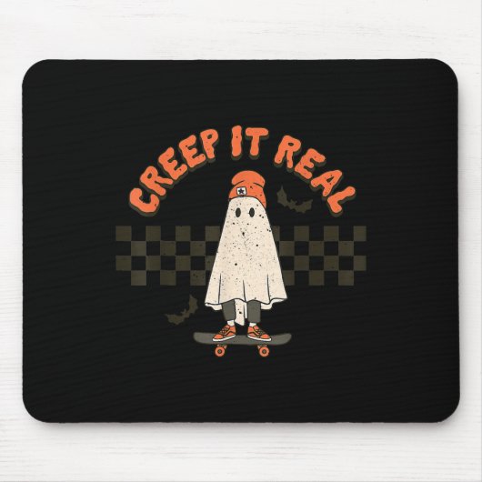 Retro Halloween Creep het echte Ghost Boy Herfst S Muismat (Voorkant)