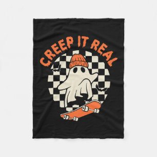 Retro Halloween Creep It Real Ghost Boy Herfst Sea Fleece Deken