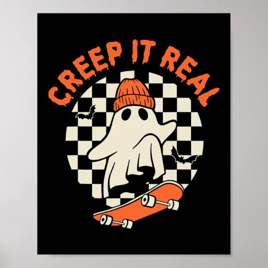 Retro Halloween Creep It Real Ghost Boy Herfst Sea Poster (Voorkant)