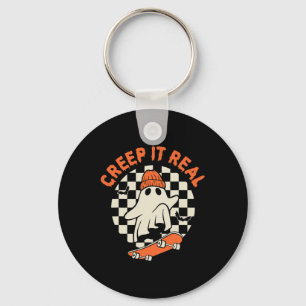 Retro Halloween Creep It Real Ghost Boy Herfst Sea Sleutelhanger