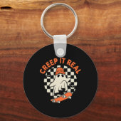 Retro Halloween Creep It Real Ghost Boy Herfst Sea Sleutelhanger (Voorkant)