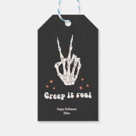 Retro Halloween Creep it Real Skeleton Cadeaulabel