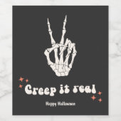 Retro Halloween Creep it Real Skeleton Wijn Etiket (Enkel label)
