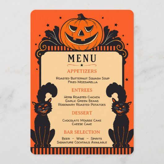 Retro Halloween decor stijl trouwmenu Menu (Voorkant)