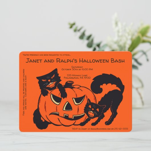 Retro Halloween Decoratie Kaart (Staand voorkant)