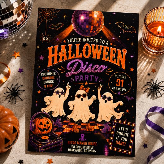 Retro Halloween Disco Kostuum Feest Kaart