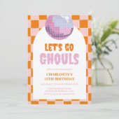Retro Halloween Disco Verjaardag Uitnodiging (Staand voorkant)