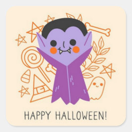 Retro Halloween Dracula Spooky Vierkante Sticker