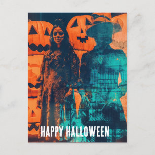Retro Halloween dubbele blootstelling Briefkaart