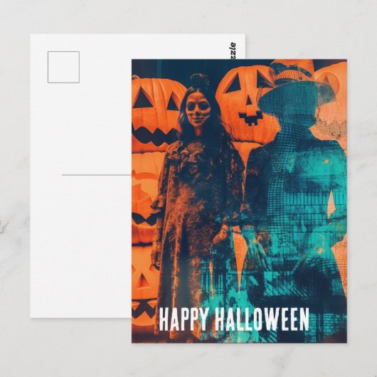 Retro Halloween dubbele blootstelling Briefkaart (Voorkant / Achterkant)