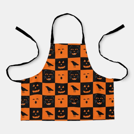 Retro Halloween Faces apron Schort (Voorkant)