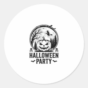 Retro Halloween-feest Pompoen Heks T-shirt Ontwerp Ronde Sticker